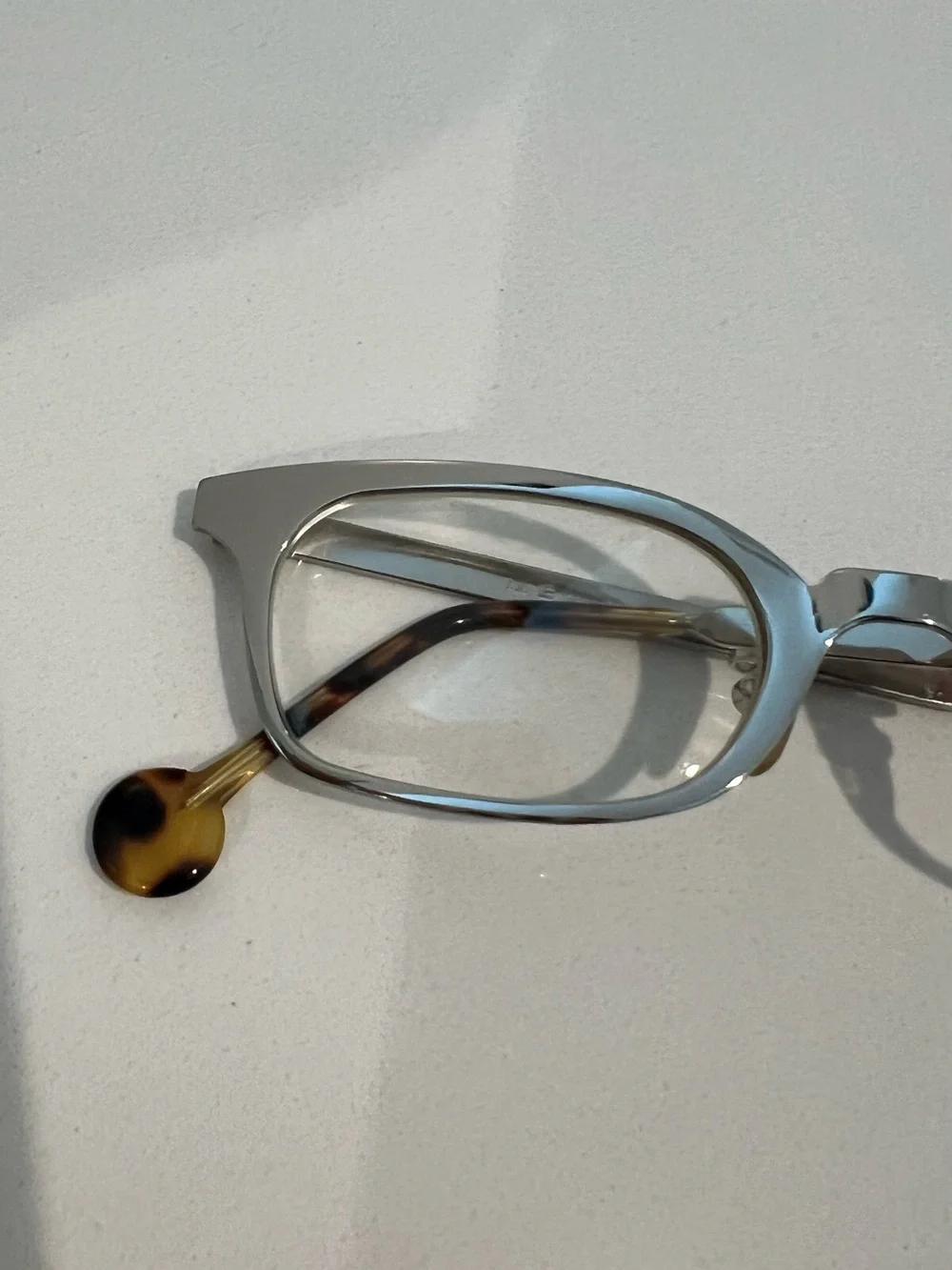 LA Eyeworks Rectangular Silver Frame Eyeglasses with Tortoiseshell Temples